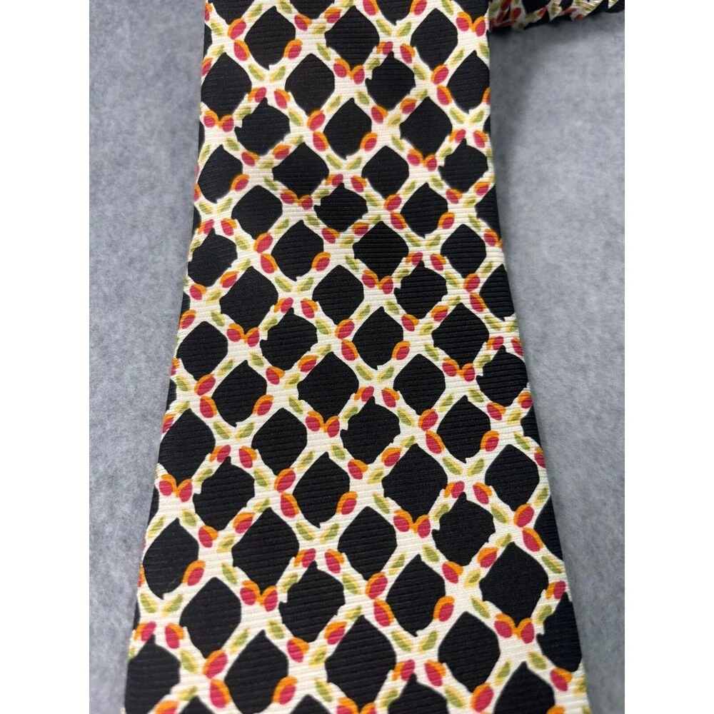 Robert Talbott‎ Nordstrom Tie Black W/ Lattice Geometric Colorful L:57” W:4”